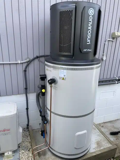envirosun hot water heat pump installation